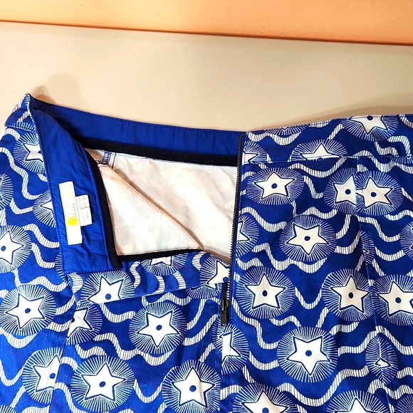 Boden Blue & White Nautical Star Print 6P Cotton & Elastane Skirt - Picture 6 of 10